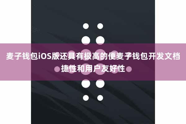 麦子钱包iOS版还具有极高的便麦子钱包开发文档捷性和用户友好性